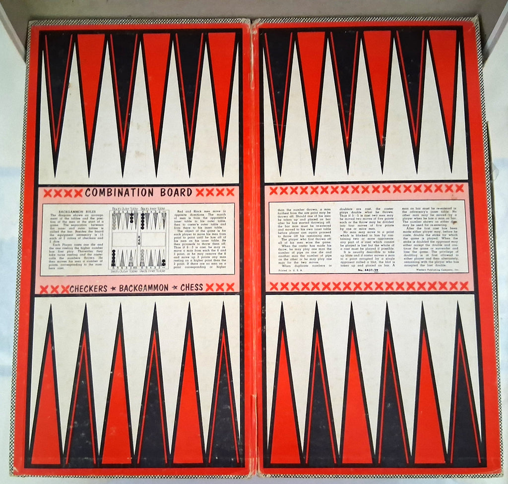 Whitman Backgammon Board Game, Dice, Checkers Vintage 1973