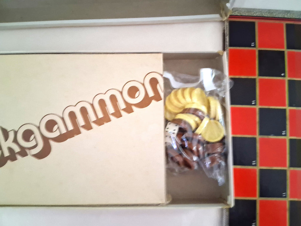 Whitman Backgammon Board Game, Dice, Checkers Vintage 1973