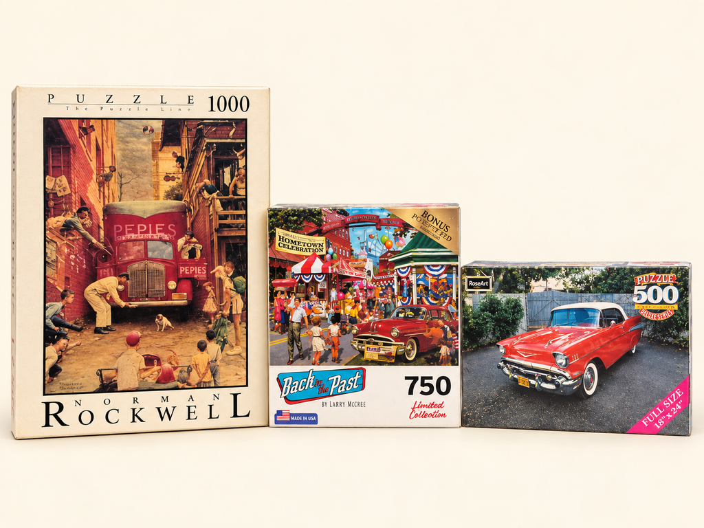 Vintage Vehicles Puzzle Bundle – 3 Nostalgic Americana Jigsaw Puzzles - 2,250 pieces