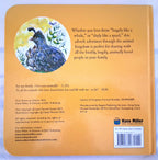 Back cover of a book with a warm tan background, a blue-and-white polar bear illustration on the left, and black text including a quote and publisher details.
