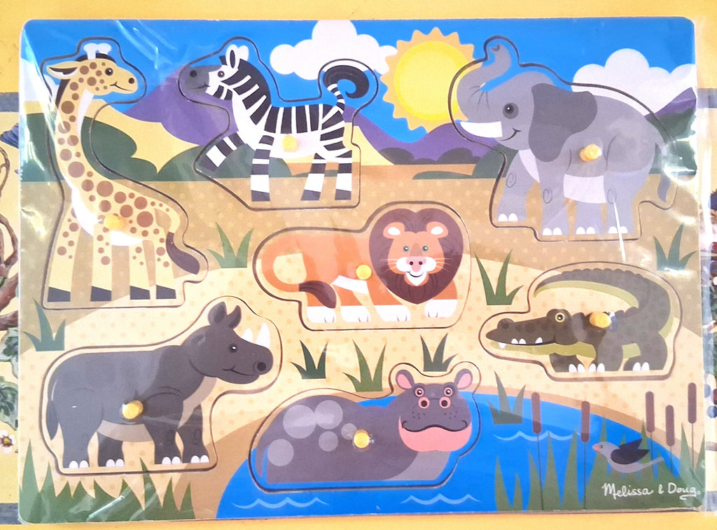 Safari Wooden Peg 7 piece Puzzle by Melissa & Doug