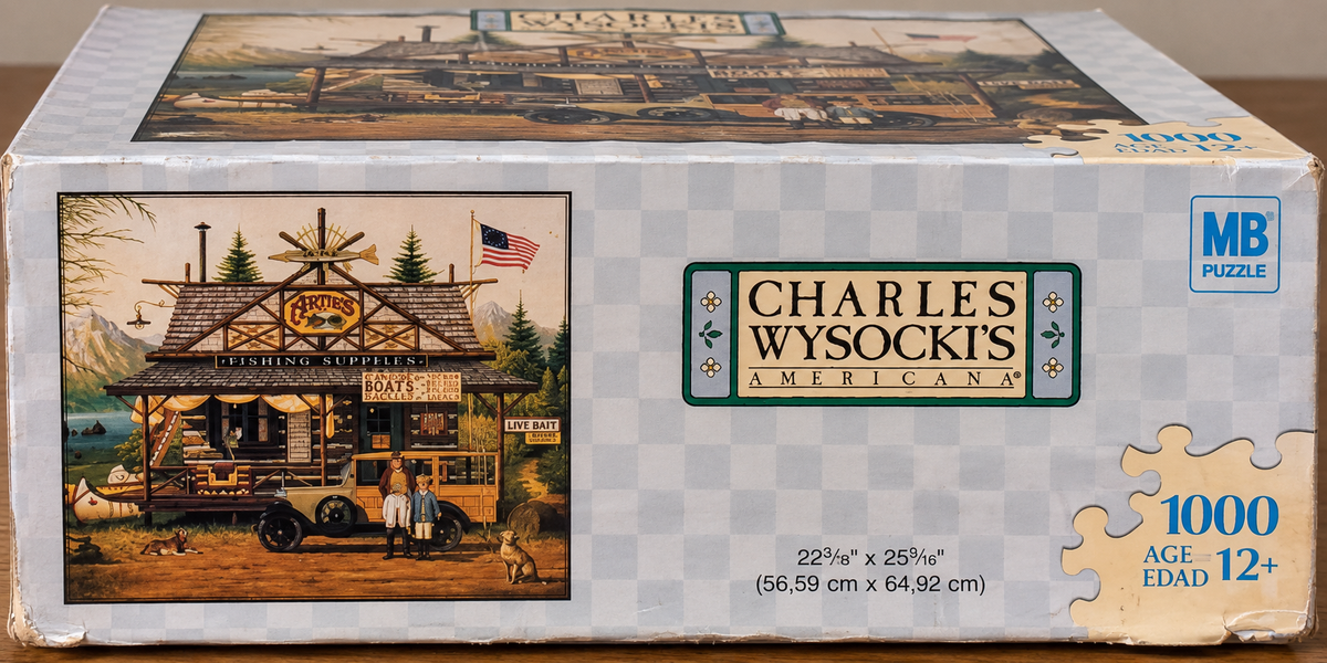 Proud Little Angler Charles Wysocki Hasbro Milton Bradley 1,000-piece puzzle Vintage 2006