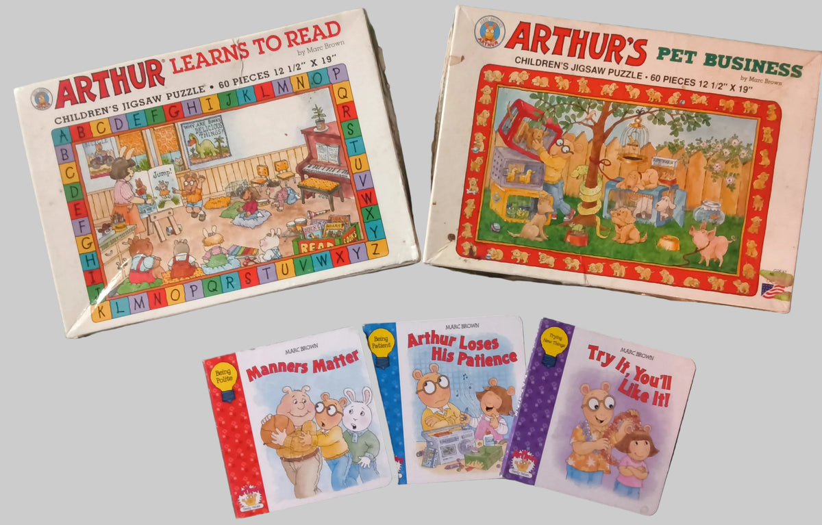 Vintage Arthur Children's Puzzle & Book Collection – 2 Complete Puzzles + 3 Books