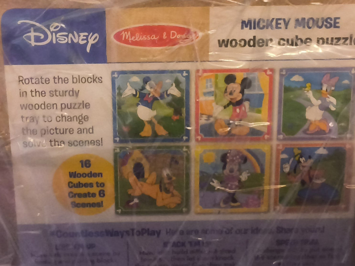 Disney Melissa & Doug Mickey Mouse 16 piece Solid Wood Cube Puzzle