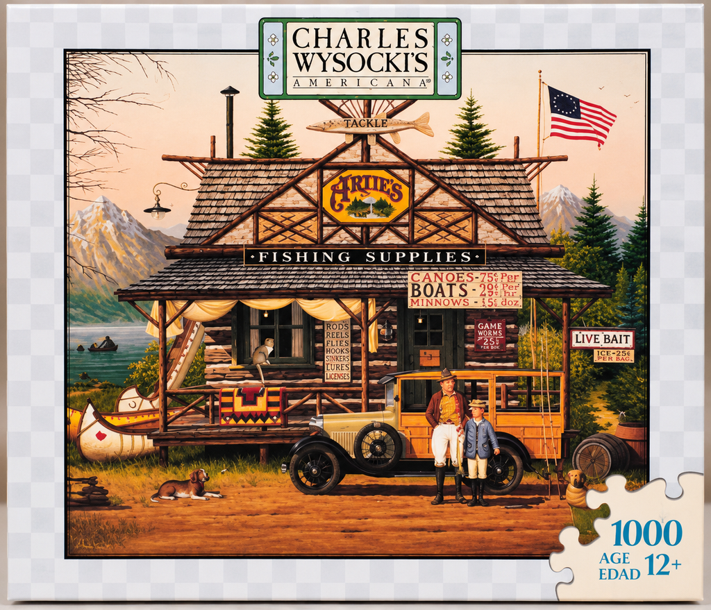 Proud Little Angler Charles Wysocki Hasbro Milton Bradley 1,000-piece puzzle Vintage 2006