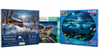 Moonlight & Wildlife Jigsaw Puzzle Bundle – 3 Puzzles Featuring Wolves, Deer & Dolphins, 2,100 Pieces