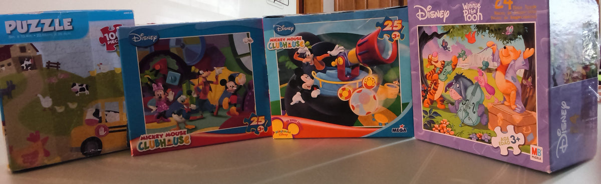 Disney Children's Puzzle Bundle-Mickey Mouse Clubhouse, Winnie the Pooh & Farm Animals