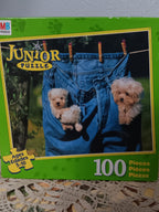 “Puppies in Blue Jeans” 100 piece Milton Bradley Children’s Puzzle