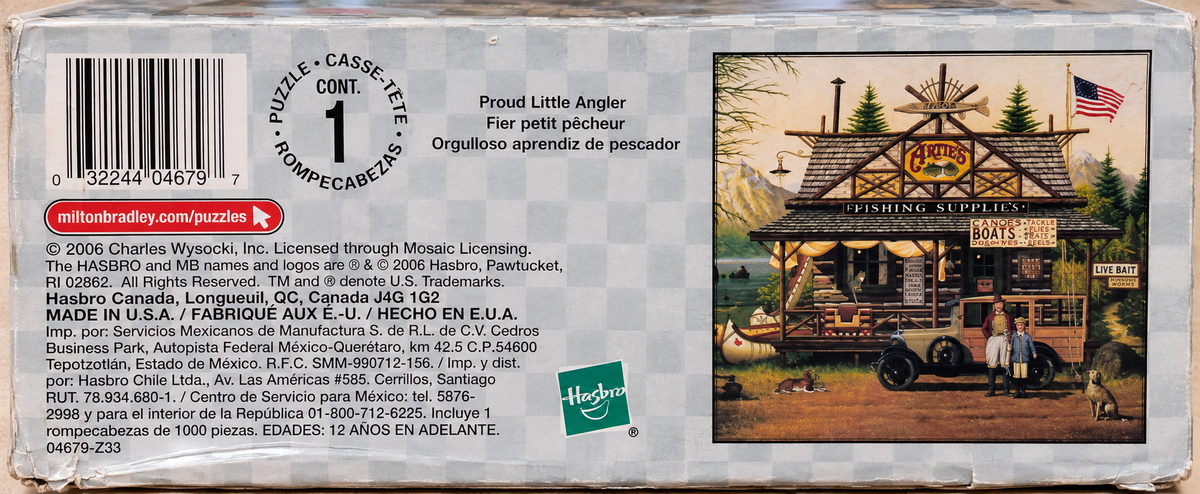 Proud Little Angler Charles Wysocki Hasbro Milton Bradley 1,000-piece puzzle Vintage 2006