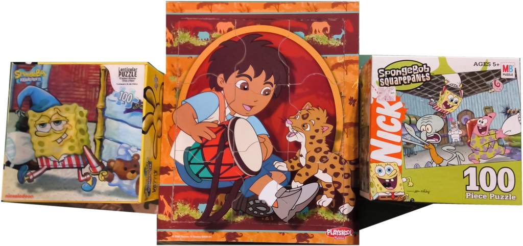 Vintage SpongeBob SquarePants & Diego Puzzle Bundle – 3 Kids’ Puzzles Nickelodeon
