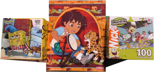 Vintage SpongeBob SquarePants & Diego Puzzle Bundle – 3 Kids’ Puzzles Nickelodeon